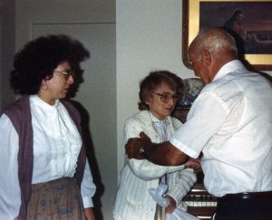 David greeting Sharon, his late wife Bebs' sister and Sharon's eldest daughter Rebecca.